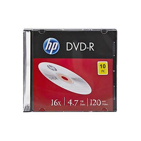 HP DVD-R, DME00085-3, 4.7GB, 16x, slim case, 10-pack, bez możliwości nadruku, 12cm, 69314, do archiwizacji danych