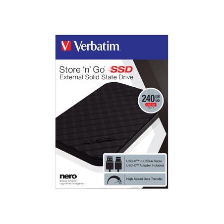 SSD Zewnętrzny Verbatim Store ,n, Go, 53231, 240GB, czarny, 3.1 Gen1 (3.0)