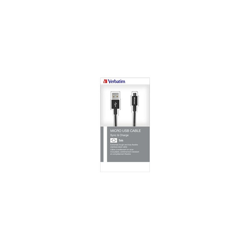 Verbatim USB kabel (2.0), USB A M - microUSB (M), 1m, reversible, czarny, box, 48863, EOL