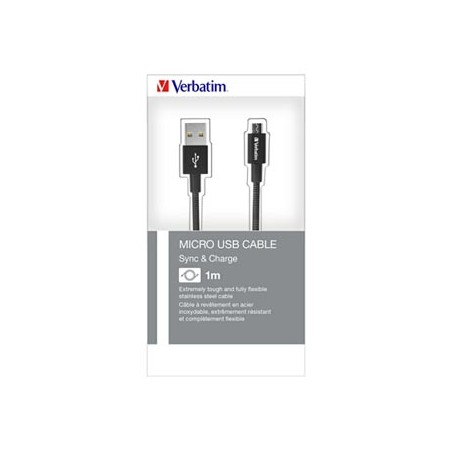 Verbatim USB kabel (2.0), USB A M - microUSB (M), 1m, reversible, czarny, box, 48863, EOL