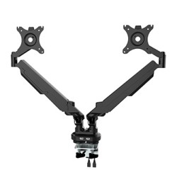 Regulowany uchwyt na 2 monitory, czarny, 2-9 Kg, mocowanie na zacisk, 17"-32", USB HUB, 75x75/100x100