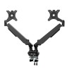 Regulowany uchwyt na 2 monitory, czarny, 2-9 Kg, mocowanie na zacisk, 17"-32", USB HUB, 75x75/100x100