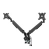 Regulowany uchwyt na 2 monitory, czarny, 2-9 Kg, mocowanie na zacisk, 17"-32", USB HUB, 75x75/100x100