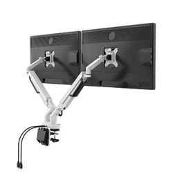 Regulowany uchwyt na 2 monitory, czarny, 2-9 Kg, mocowanie na zacisk, 17"-32", USB HUB, 75x75/100x100