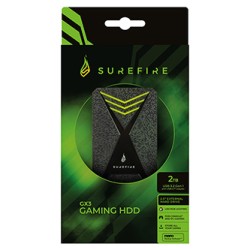 Surefire zewnętrzny dysk twardy, GX3 Gaming, 2.5", USB 3.0 (3.2 Gen 1), 2TB, 53682, czarny, HDD