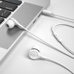 XO słuchawki przewodowe EP46 jack 3,5mm z redukcją szumów białe