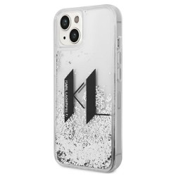 Karl Lagerfeld nakładka do iPhone 14 6,1&quot KLHCP14SLBKLCS srebrna Liquid Glitter case Big KL Logo