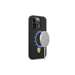 Ferrari nakładka do iPhone 14 Pro 6,1&quot FESSIHMP14LBK czarna hardcase Silicone Metal Logo Magsafe
