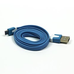 USB kabel (2.0), USB A M - microUSB (M), 1m, płaski, niebieski, EOL