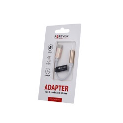 Forever adapter audio USB-C - jack 3,5mm złoty
