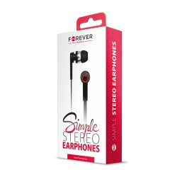 Forever słuchawki przewodowe Simple dokanałowe jack 3,5mm czarne z przełącznikiem