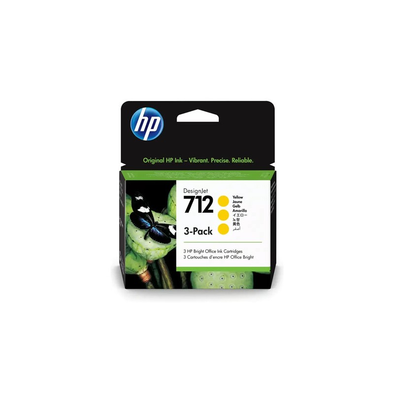 Oryginalny Tusz Yellow HP 712 Trójpak (3ED79A)