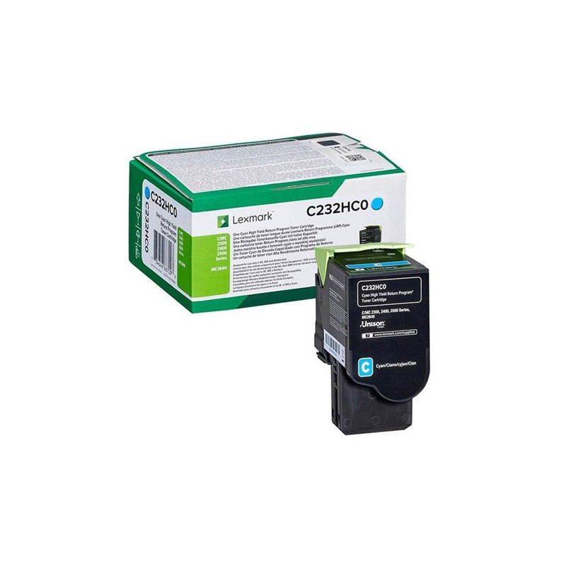 Oryginalny Toner Cyan Lexmark C2325 (C232HC0)