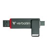Verbatim USB flash disk, USB C a USB 3.2 Gen 1, 512GB, Dual QuickStick, szary, 32042, USB C, z oczkiem na brelok, EOL
