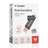 Verbatim USB flash disk, USB C a USB 3.2 Gen 1, 512GB, Dual QuickStick, szary, 32042, USB C, z oczkiem na brelok, EOL