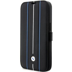 BMW etui do iPhone 14 Pro 6,1&quot BMBKP14L22RVSK czarna Sign BT Leather Hot Stamp Blue Lines