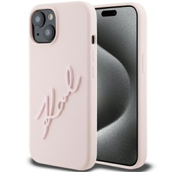 Karl Lagerfeld nakładka do iPhone 15 6,1&quot KLHCP15SSKSBMCP różowa HC SILICONE KARL SCRIPT LOGO