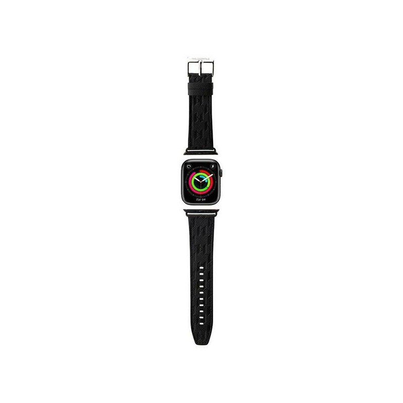 Karl Lagerfeld pasek do Apple Watch 42/44/45/49 mm KLAWLSAKLHPK STRAP SAFFIANO MONO czarny