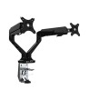 Regulowany uchwyt na 2 monitory, szary, 2-9KG, mocowanie na zacisk, 17"-30", USB HUB + Jack, 75x75/100x100