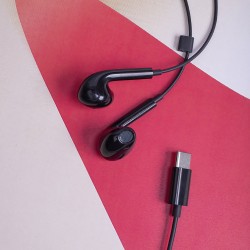 Maxlife słuchawki przewodowe MXEP-04 douszne USB-C 3,5mm czarne