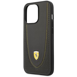 Ferrari nakładka do iPhone 13 Pro 6,1&quot FEHCP13LRGOG czarna hard case Leather Curved Line
