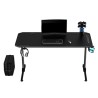 ULTRADESK Biurko dla gracza FRAG - BLACK V3, 140x60 cm, 76 cm, z podkładką pod mysz, uchwyt na słuchawki i napój