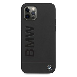 BMW nakładka do iPhone 12 / 12 Pro 6,1&quot BMHCP12MSLLBK czarna HC Leather Hot Stamp