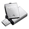 Apacer USB flash disk OTG, USB 3.0, 64GB, AH750, srebrny, AP64GAH750S-1, USB A / USB Micro  B, z obrotową osłoną, EOL