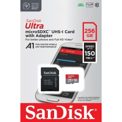 Sandisk karta pamięci Ultra Android microSDXC 256GB 150MB/s A1 Cl.10 UHS-I + adapter