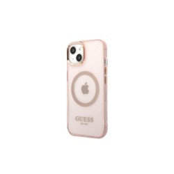 Guess nakładka do iPhone 13 6,1&quot GUHMP13MHTCMP różowa hard case Gold Outline Translucent MagSafe