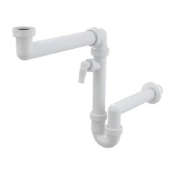 Alcadrain Syfon plastikowy do zlewu, 40 mm, 65-280mm, biały, syfon z przyłączem i nakrętką złączkową 6/4"