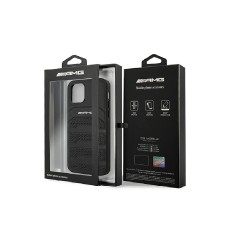 AMG nakładka do iPhone 12 Pro Max 6,7&quot AMHCP12LGSEBK czarna hardcase Leather Debossed Lines