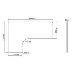 Powerton ERGO EDGE TOP Blat biurka narożnego 160x110-60x2,5 cm, orzech