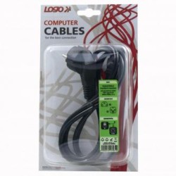 Kabel sieciowy 230V zasilacz, CEE7 (widelec) - C13, 2m, VDE approved, czarny, Logo, blister, EOL