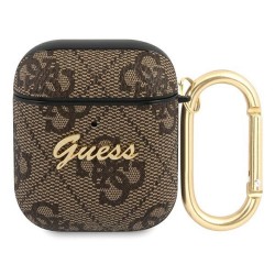 Guess etui do AirPods GUA24GSMW brązowe 4G Script Metal Collection