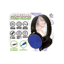 Rebeltec słuchawki przewodowe Montana nauszne stereo z mikrofonem niebieskie