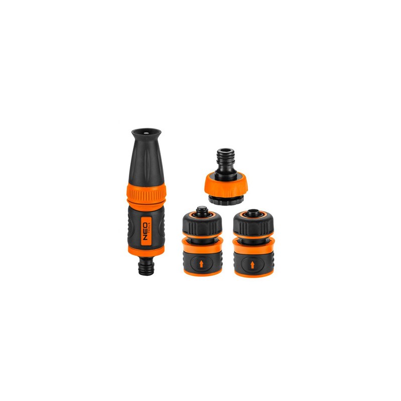 NEO TOOLS zestaw Zaszaczem prosty 1/2" z złączkami i przyłączem Przyłacze do kranu, 1/2", pomarańczowo-czarna, 15-710