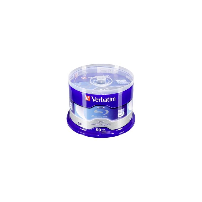 Verbatim BD-R, Single Layer 25GB, Blue Surface, Single Layer, spindle, 43838, 6x, 50-cake, No ID