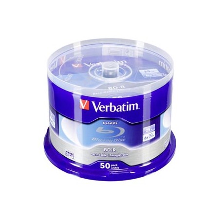Verbatim BD-R, Single Layer 25GB, Blue Surface, Single Layer, spindle, 43838, 6x, 50-cake, No ID