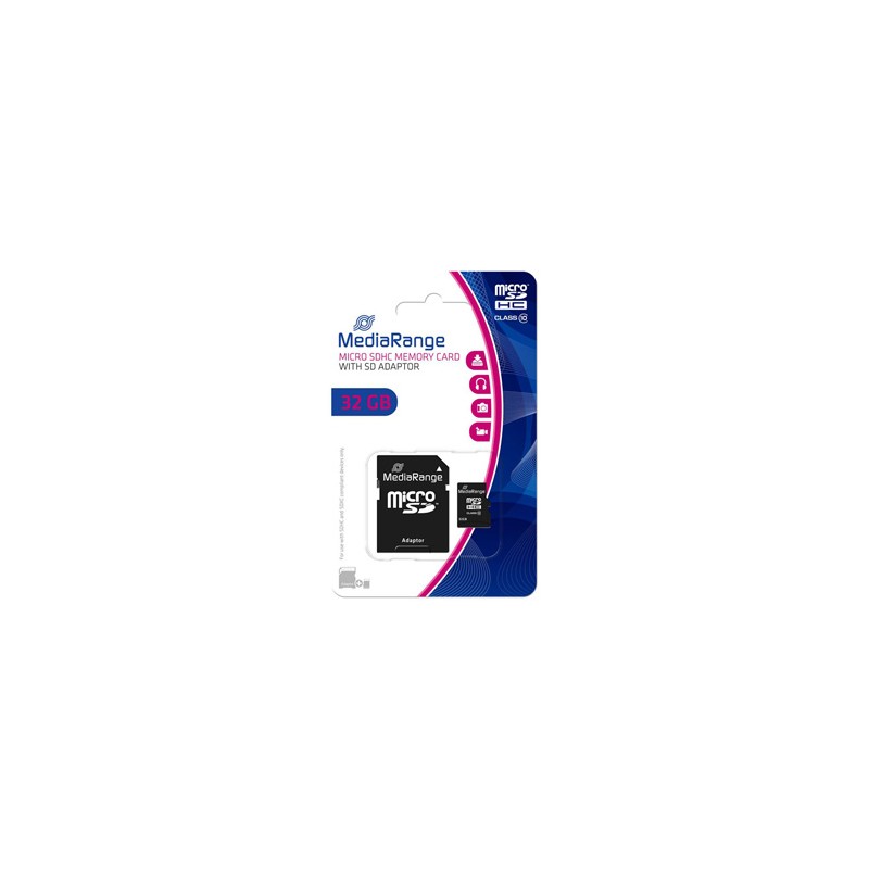 MediaRange Micro Secure Digital Card, 32GB, micro SDHC, MR959, UHS-I U1 (Class 10), z adapterm