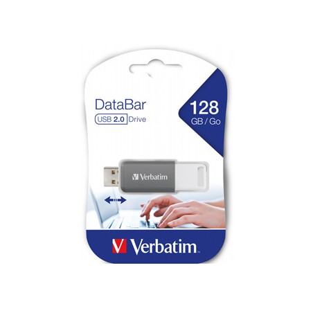 Verbatim USB flash disk, USB 2.0, 128GB, DataBar, szary, 49456, do archiwizacji danych