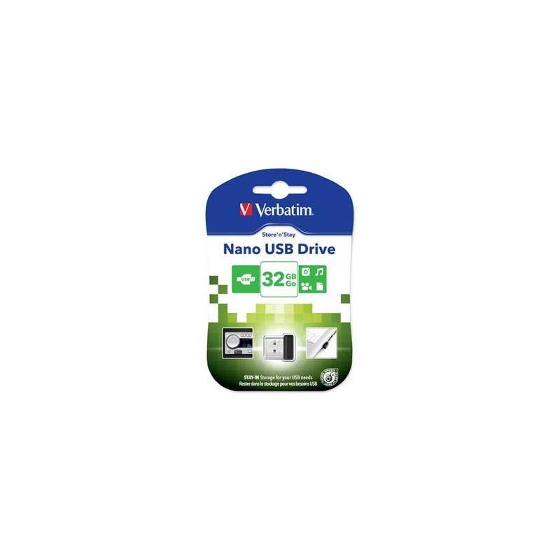Verbatim USB flash disk, USB 2.0, 32GB, Nano, Store N Stay, czarny, 98130, USB A