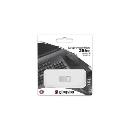 Kingston USB flash disk, USB 3.0, 256GB, DataTraveler Micro G2, srebrny, DTMC3G2/256GB, USB A