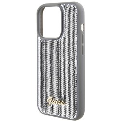 Guess nakładka do iPhone 15 Pro Max 6,7&quot GUHCP15XPSFDGSS srebrna HC Sequin Script Metal