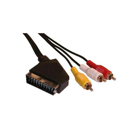 Video Kabel SCART M - 3x CINCH M, 3m, czarna