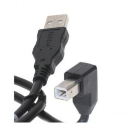 USB kabel (2.0), USB A M - USB B (M), 2m, pod katem 90°, czarny