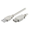 Przedłużacz USB (2.0), USB A M - USB A F, 5m, szary