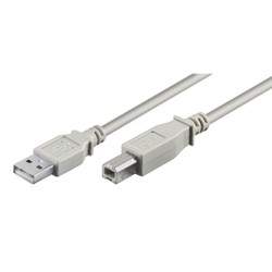 USB kabel (2.0), USB A M - USB B (M), 3m, szary, plastic bag, EOL