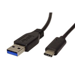 USB kabel (3.1), USB A M - USB C (M), 0.5m, okrągły, czarny, plastic bag, EOL
