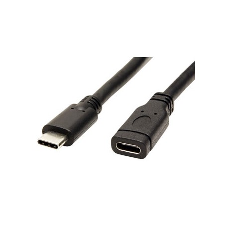 Przedłużacz USB (3.1), USB C (M) - USB C (F), 1m, czarny, plastic bag